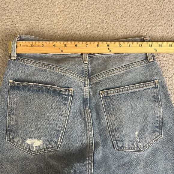Agolde Crop Jeans Womens 24 x 26 Crop Blue High Rise  Button Fly Distressed - Picture 9 of 12